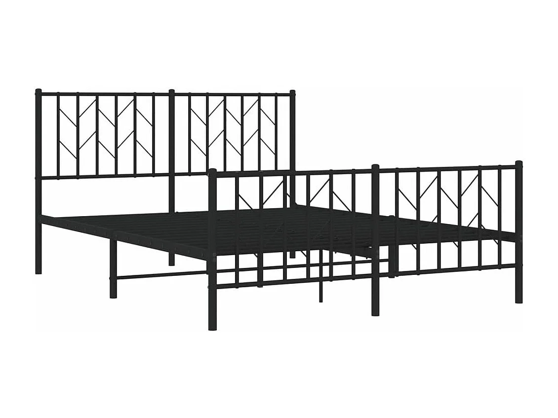 Bedframe met hoofd- en voeteneinde metaal zwart 135x190 cm