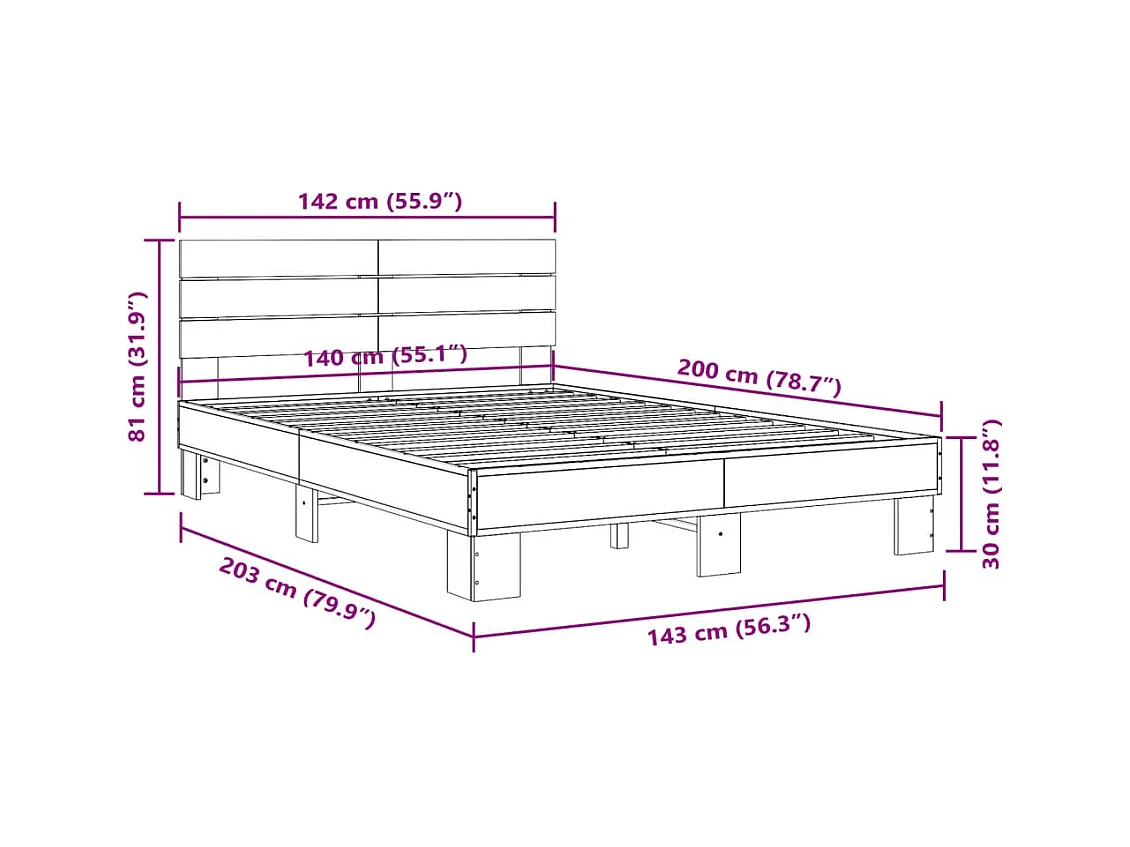 Giroletto Rovere Sonoma 140x200 cm in Legno Multistrato Metallo