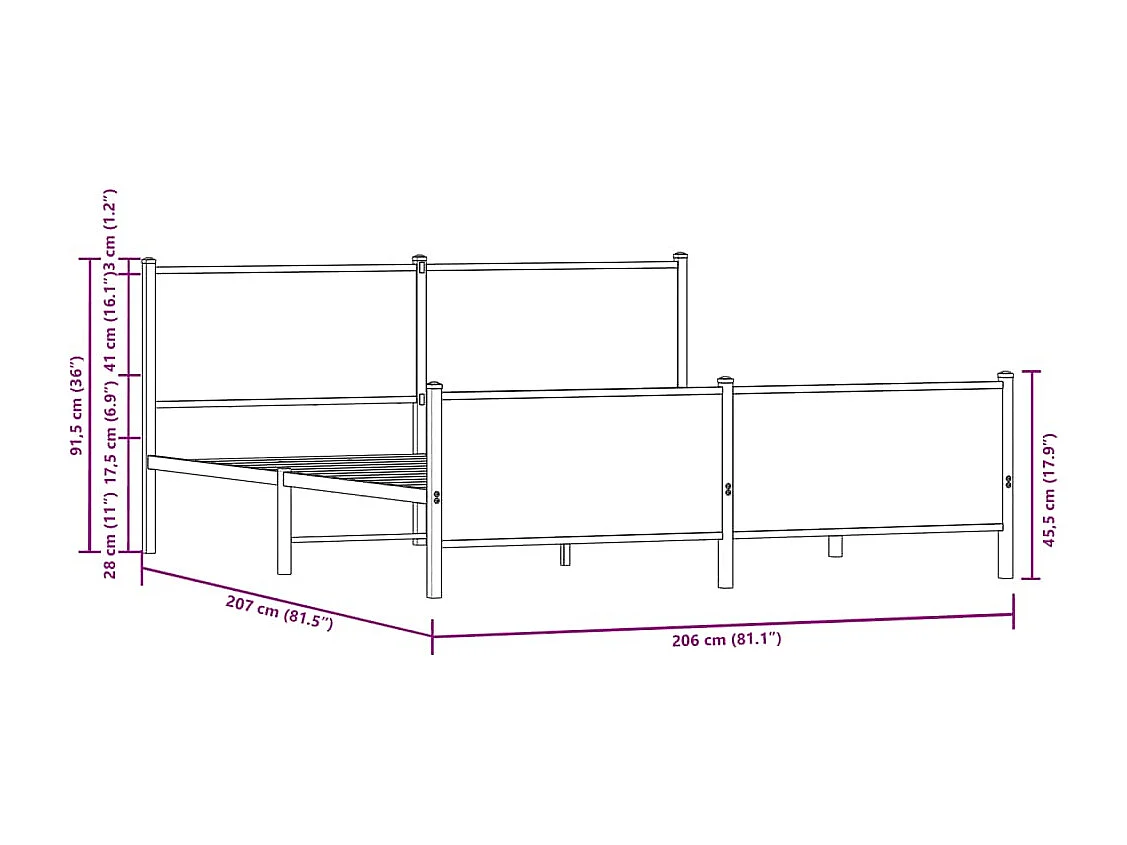 Cadre de lit sans matelas 120x200 cm bois de pin massif