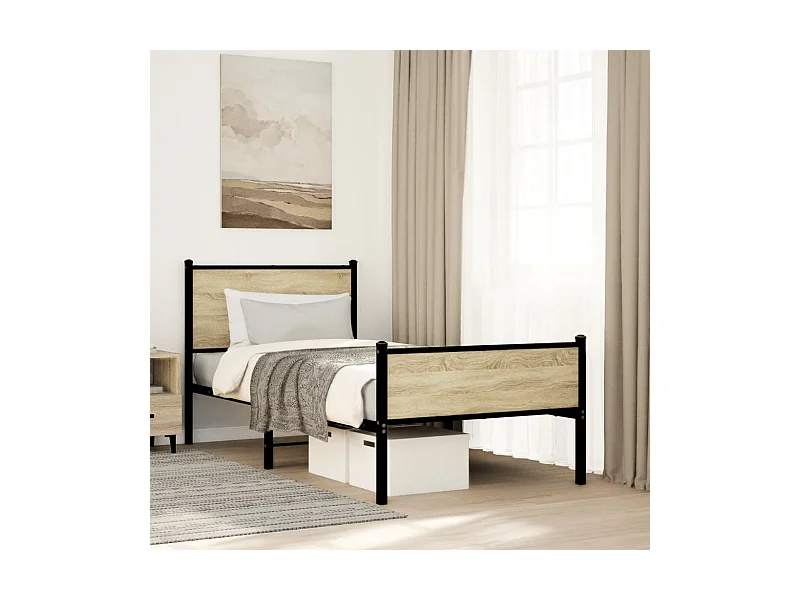 Giroletto senza Materaso in Metallo Rovere Sonoma 90x190 cm