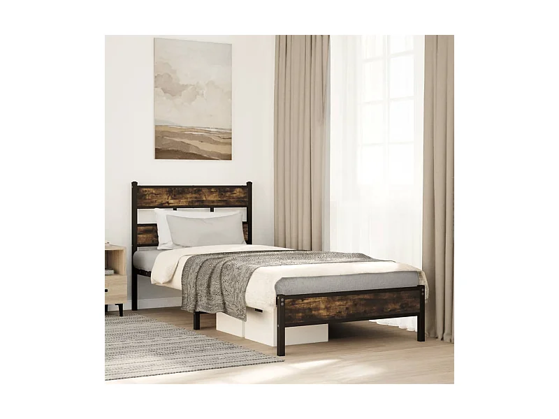 Estructura cama con cabecero sin colchón roble Sonoma 90x190 cm