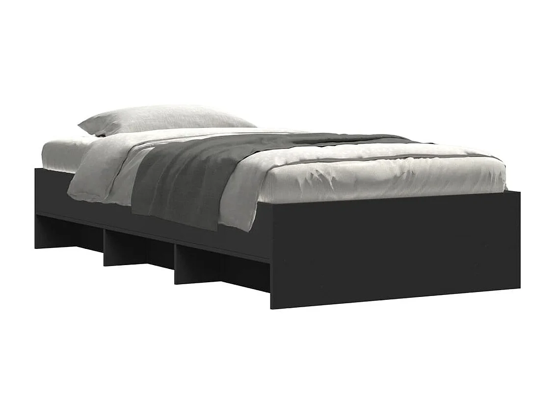 Estructura de cama madera de ingeniería negra 90x190 cm