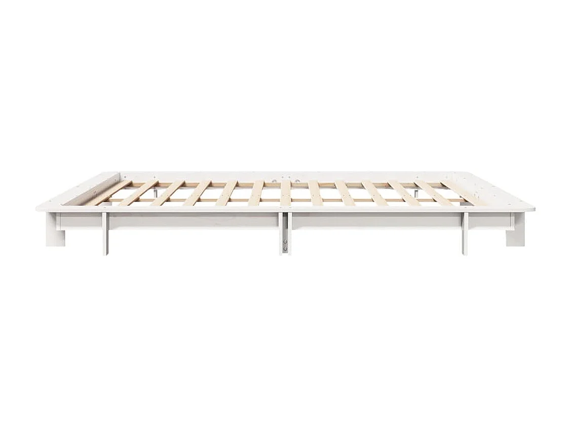 Cadre de lit sans matelas blanc 200x200 cm bois massif de pin