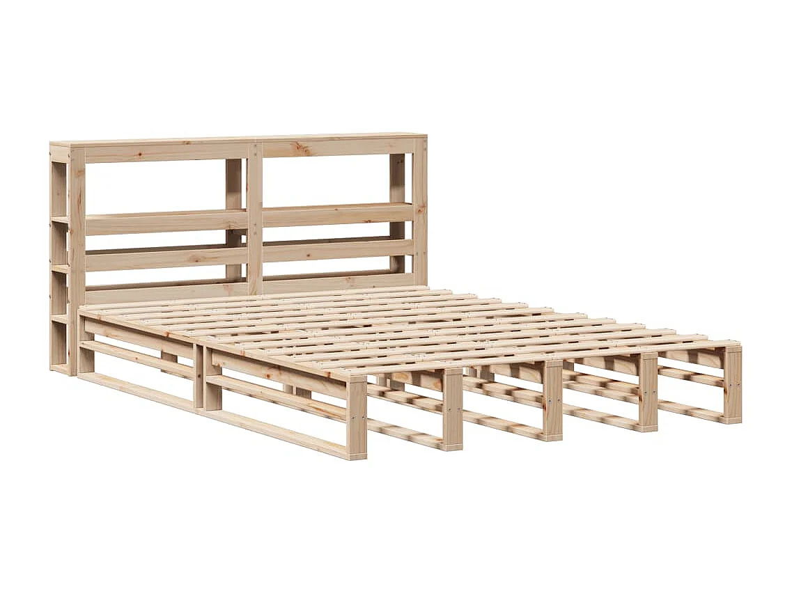 Estructura de cama sin colchón madera maciza de pino 140x190 cm