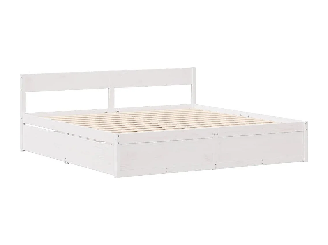 Cadre de lit sans matelas blanc 150x200 cm bois de pin massif