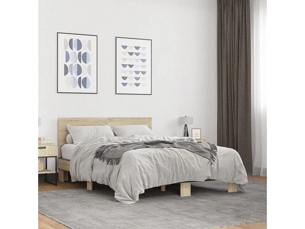 Cadre de lit sans matelas chêne sonoma 140x190 cm