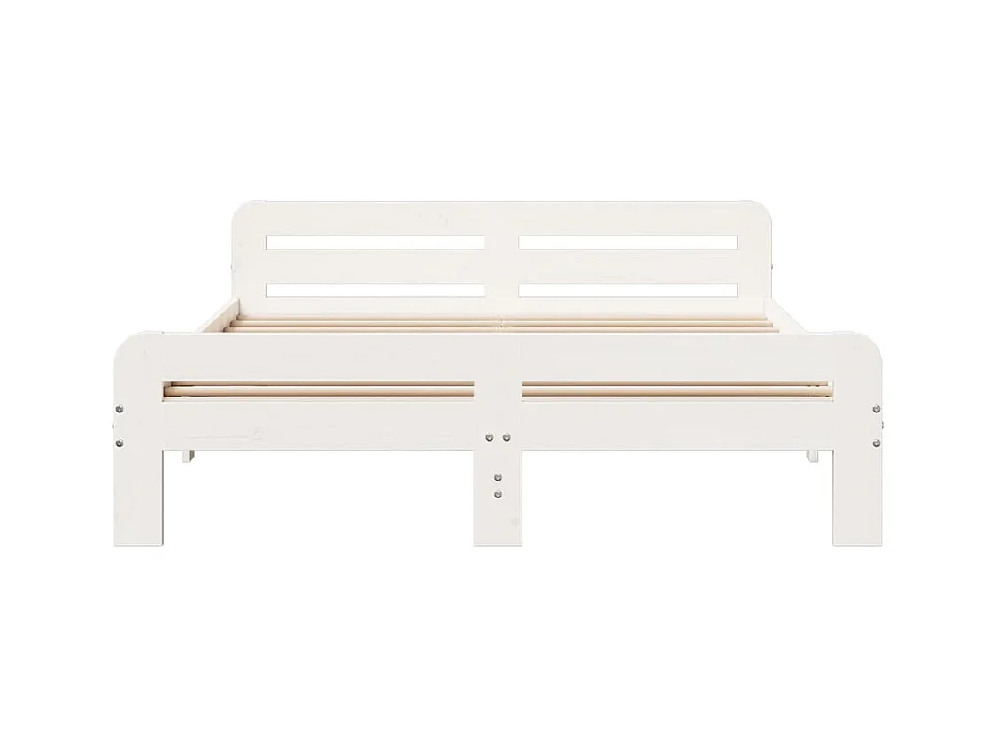 Letto senza Materasso Bianco 140x190 cm Legno Massello di Pino