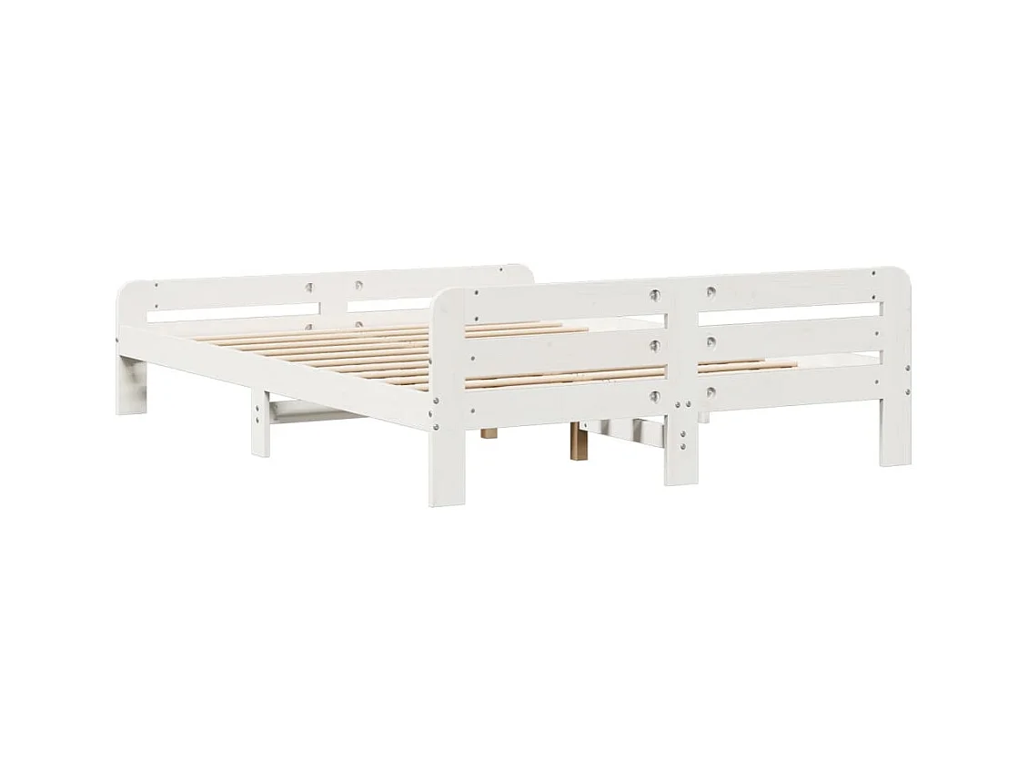 Letto senza Materasso Bianco 140x190 cm Legno Massello di Pino