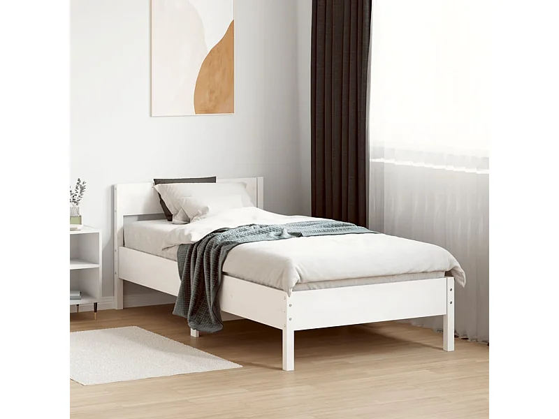 Bedframe zonder matras massief grenenhout wit 90x200 cm