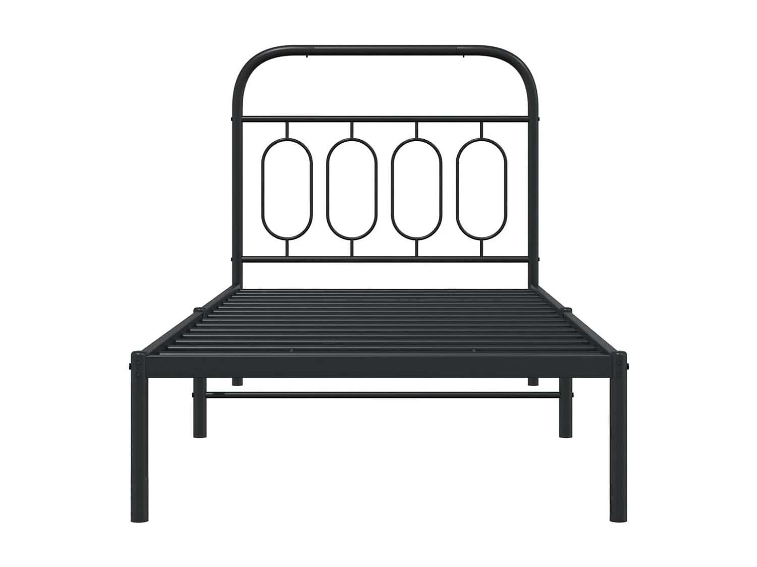 Cadre de lit métal sans matelas avec tête de lit noir 90x200 cm