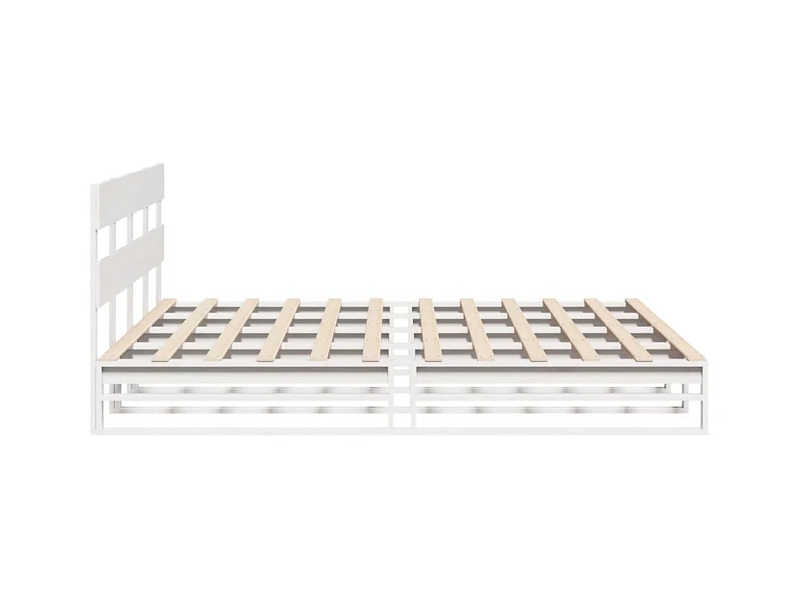 Giroletto senza Materasso Bianco 200x200 cm Legno Massello Pino