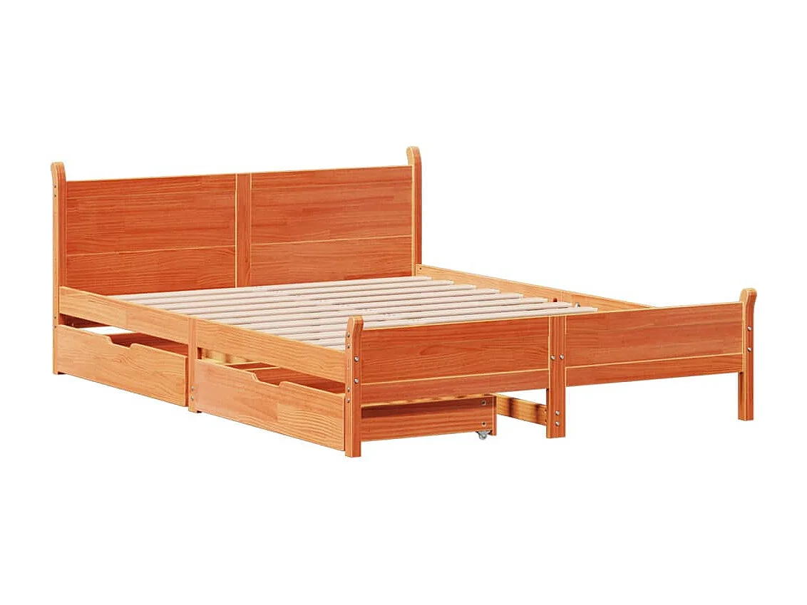 Massivholzbett ohne Matratze Wachsbraun 150x200 cm Kiefernholz