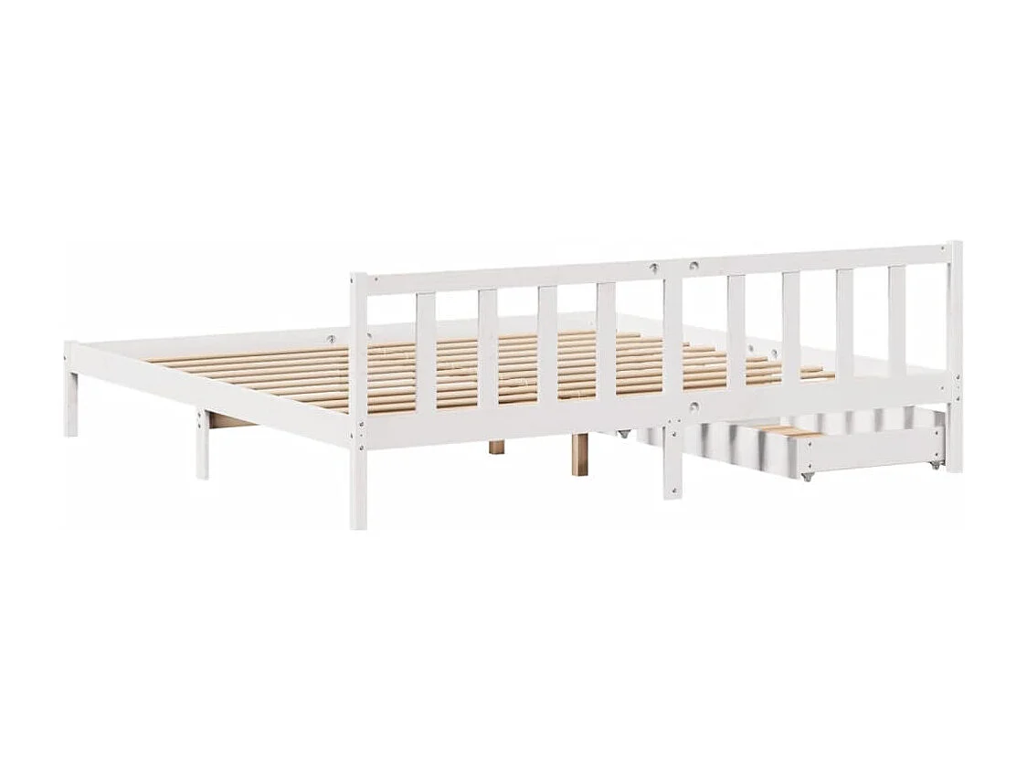 Cama sem colchão 180x200 cm madeira de pinho maciça branco