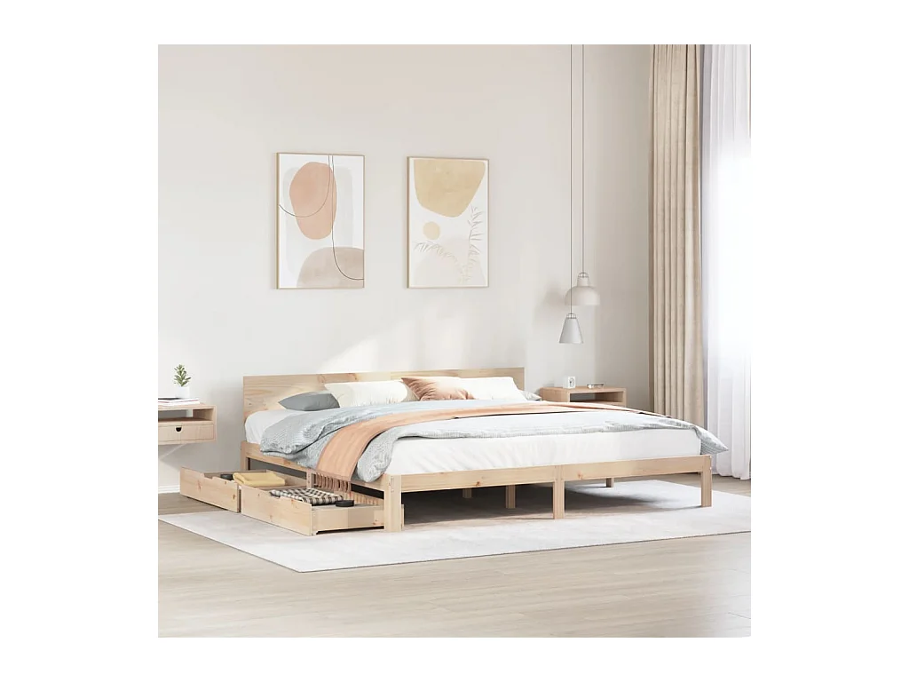 Bedframe met lades massief grenenhout 200x200 cm