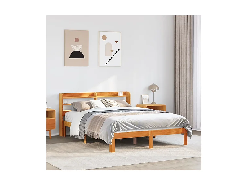 Massivholzbett ohne Matratze Wachsbraun 140x200 cm Kiefernholz