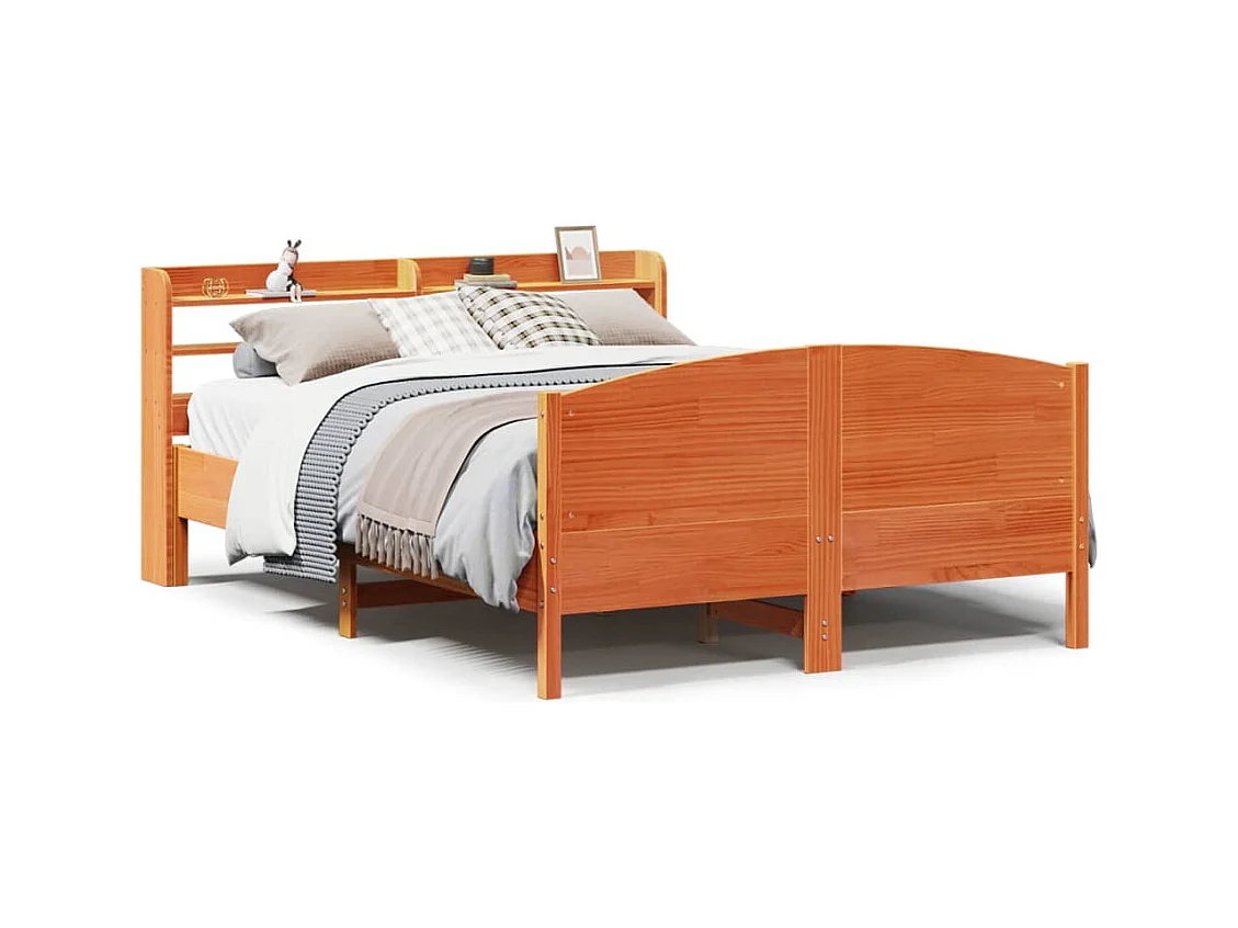 Cadre de lit sans matelas cire marron 120x190cm bois pin massif