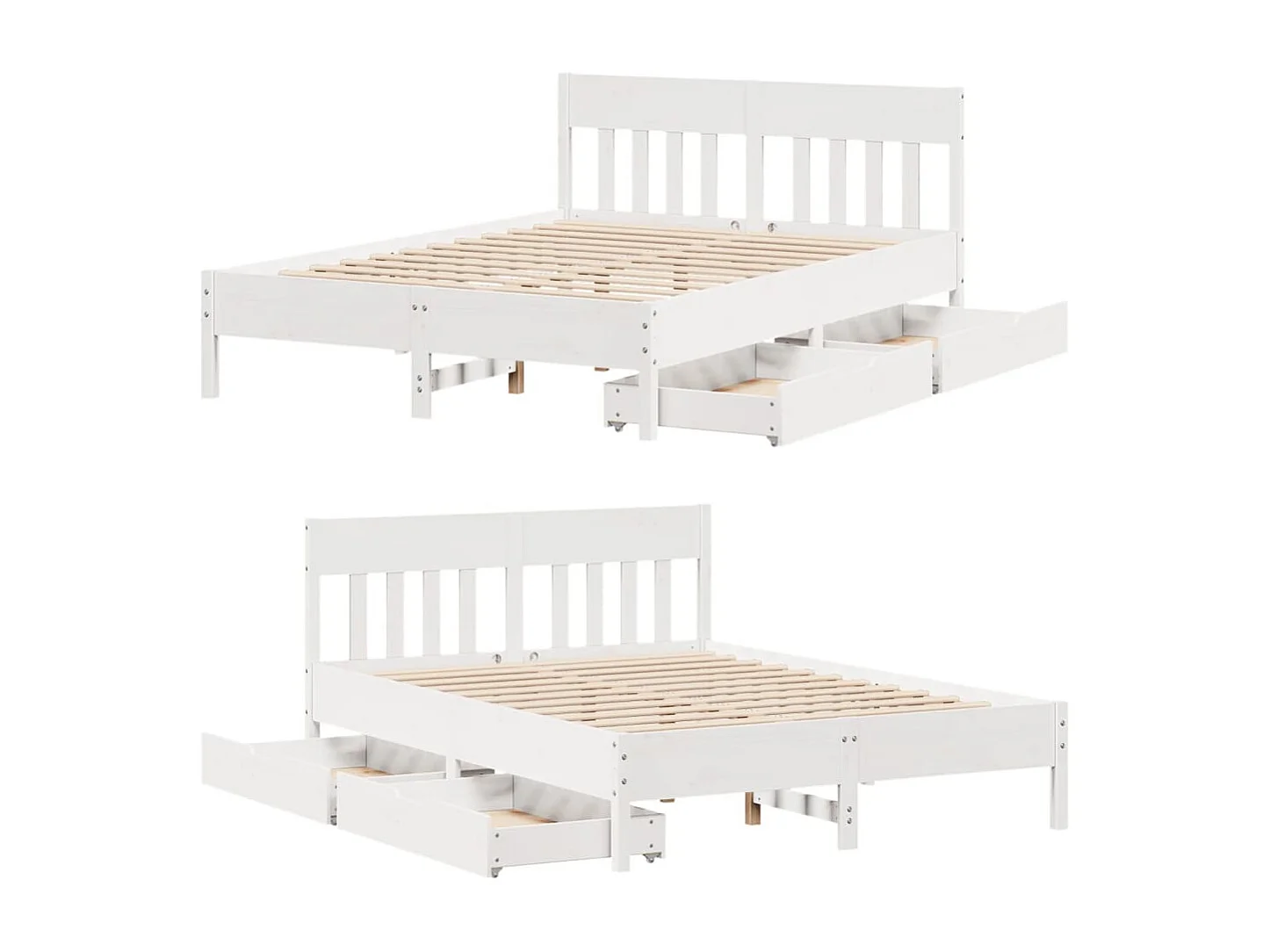 Letto senza Materasso Bianco 160x200 cm Legno Massello di Pino