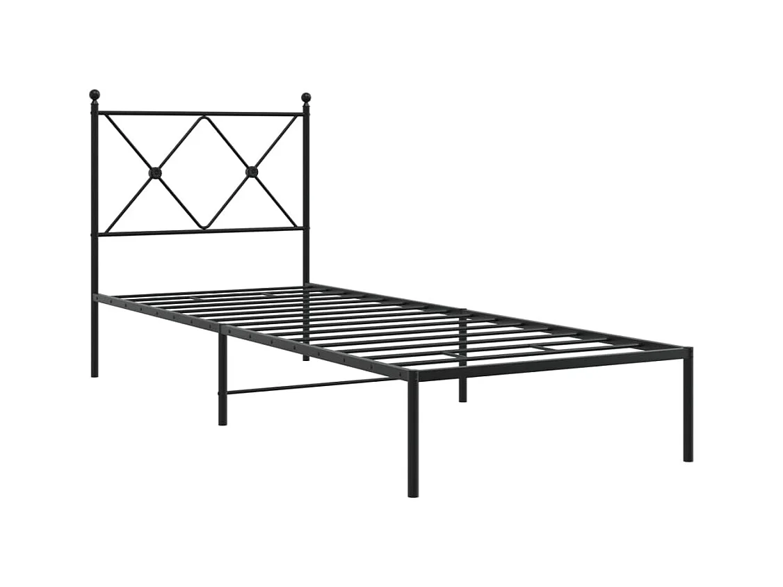 Bedframe met hoofdbord metaal zwart 75x190 cm