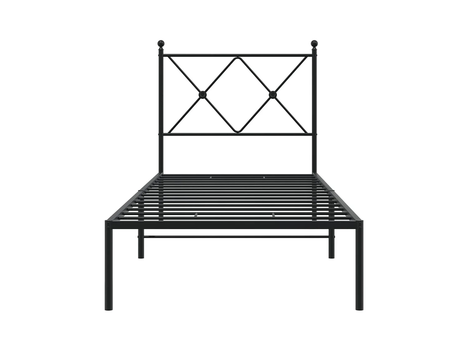 Bedframe met hoofdbord metaal zwart 75x190 cm