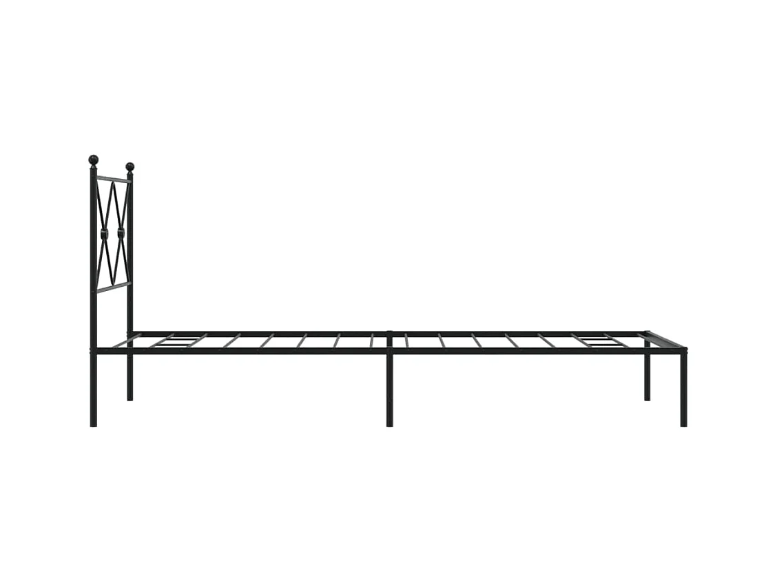 Bedframe met hoofdbord metaal zwart 75x190 cm