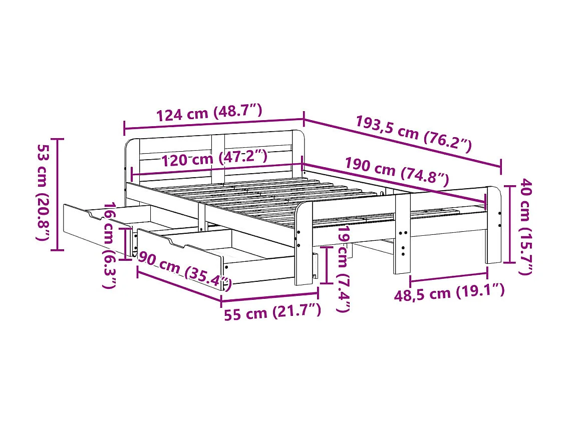 Giroletto senza Materasso Grigio Chiaro 180x200 cm Tessuto