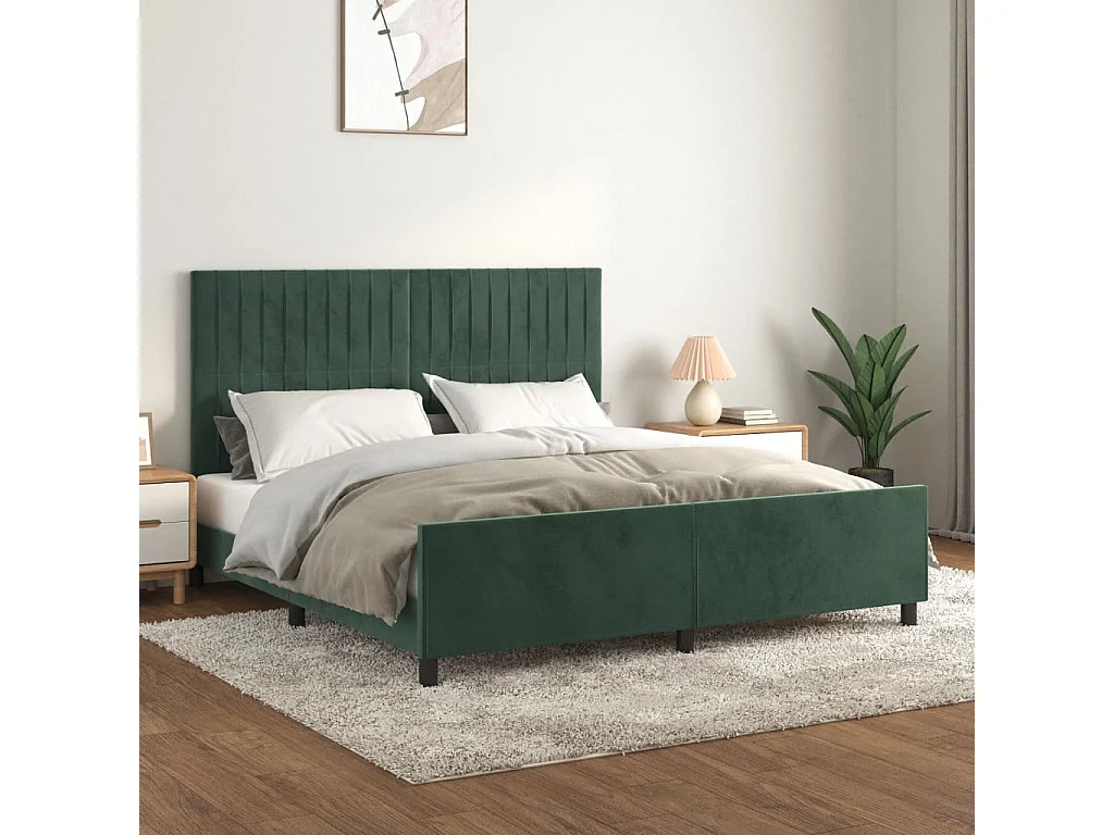 Bedframe met hoofdeinde fluweel donkergroen 180x200 cm