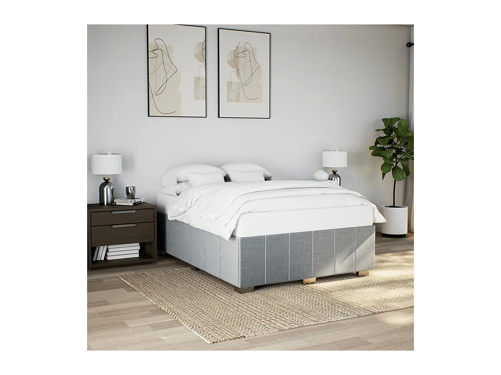 Cadre de lit sans matelas gris clair 140x190 cm tissu