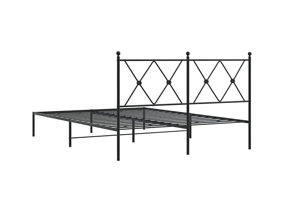 Cadre de lit métal sans matelas avec tête de lit noir 135x190cm