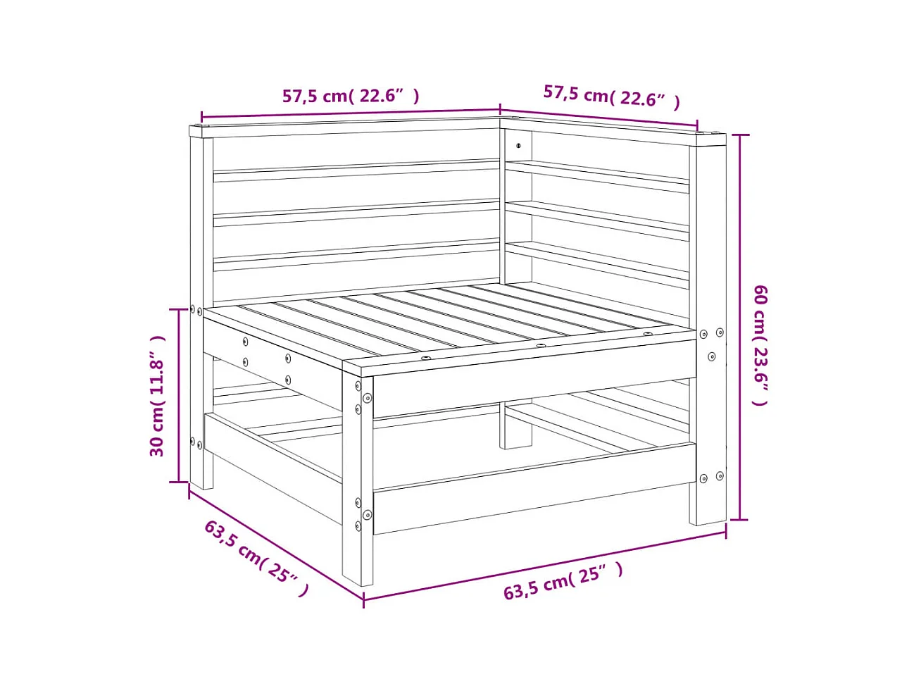 Canapé d'angle de jardin bois massif douglas