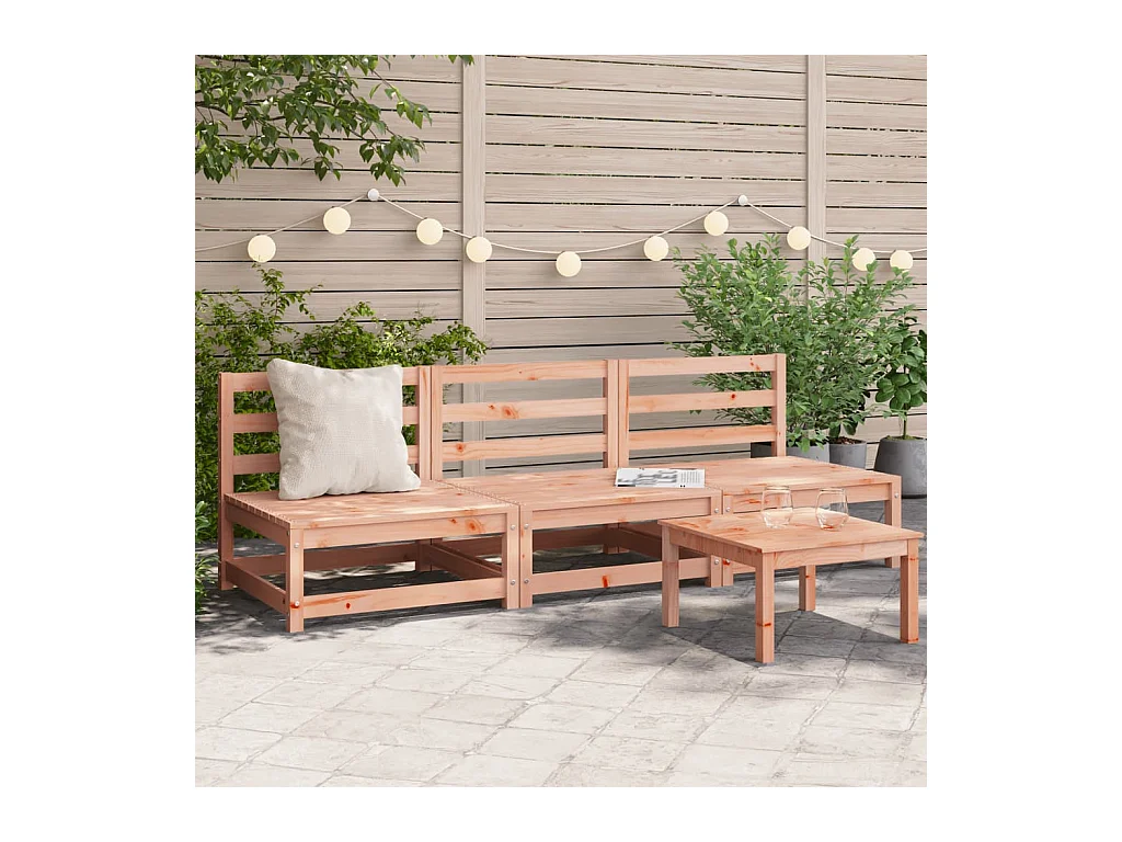 Divani da giardino senza braccioli 3 pz in legno massello Douglas