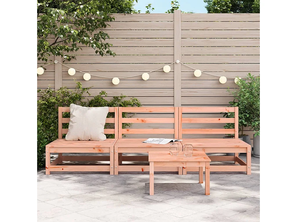 Canapés de jardin sans accoudoirs 3 pcs bois massif douglas