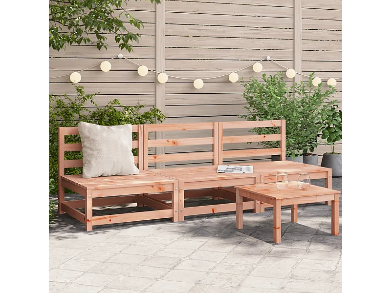 Gartensofas ohne Armlehnen, 3 Stück, massives Douglas-Holz