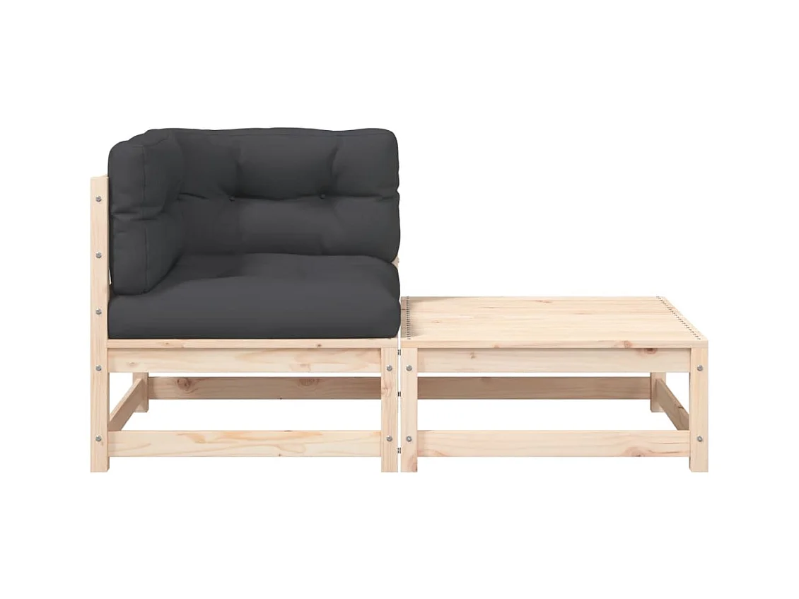 Canapé d'angle de jardin avec coussins et repose-pieds