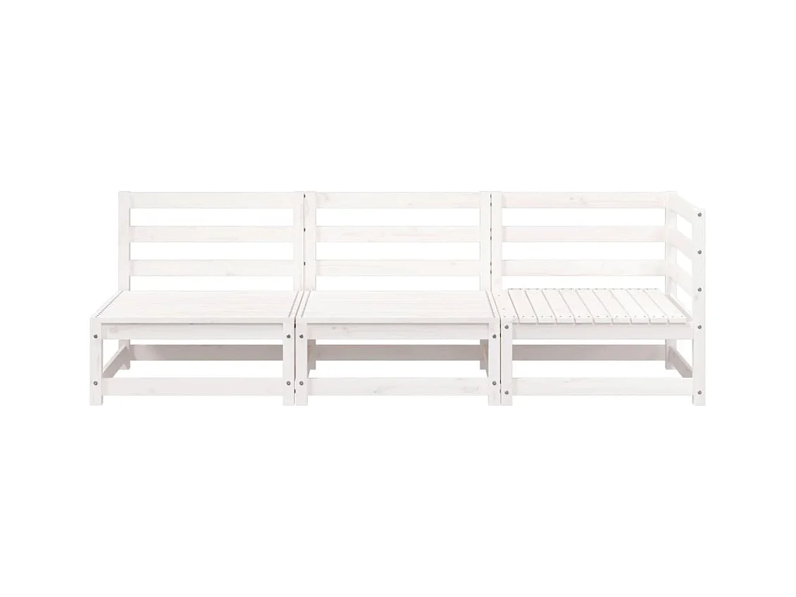 Sofá de jardim branco de 3 lugares em madeira maciça de pinho