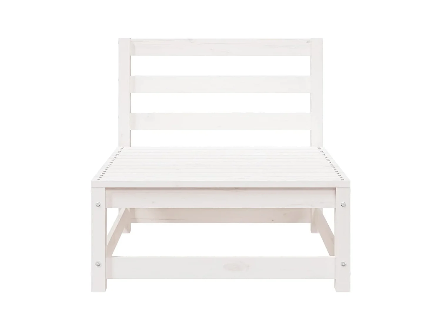 Sofá de jardim branco de 3 lugares em madeira maciça de pinho