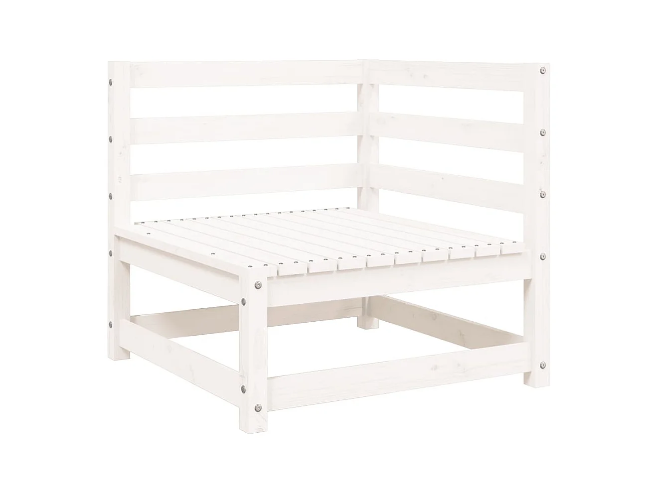 Sofá de jardim branco de 3 lugares em madeira maciça de pinho