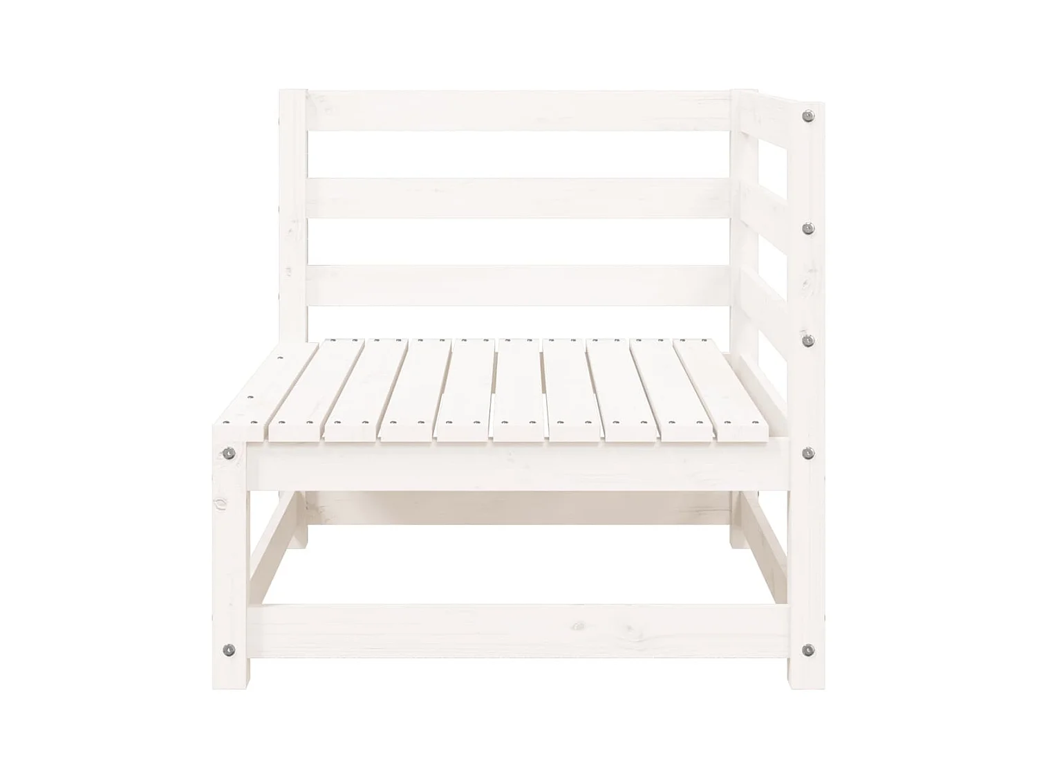 Sofá de jardim branco de 3 lugares em madeira maciça de pinho