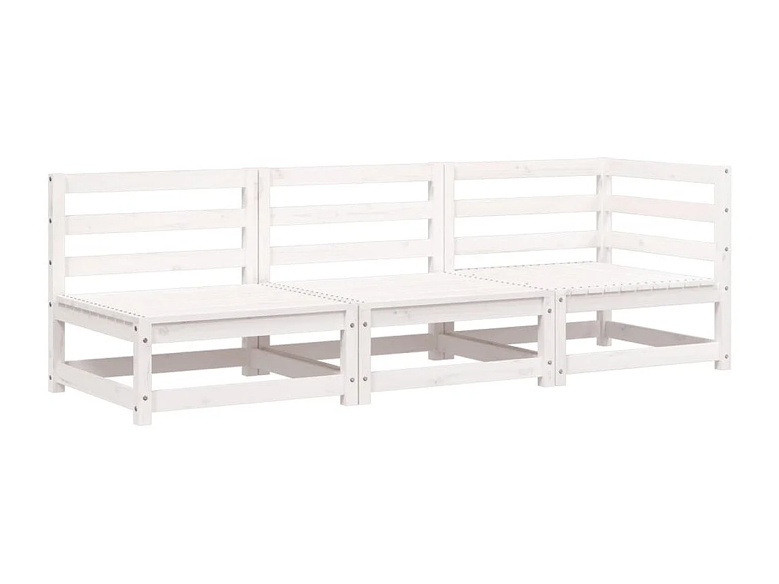 Weißes 3-Sitzer-Gartensofa aus massivem Kiefernholz