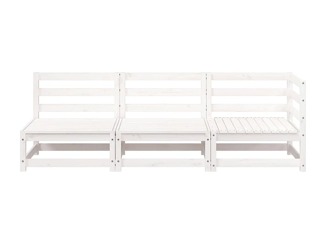 Weißes 3-Sitzer-Gartensofa aus massivem Kiefernholz