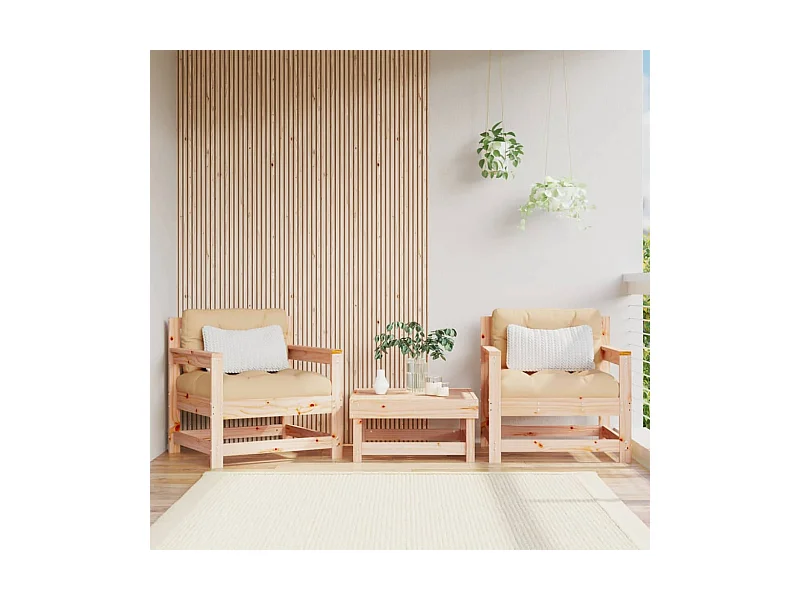 Chaises de jardin lot de 2 bois massif de pin