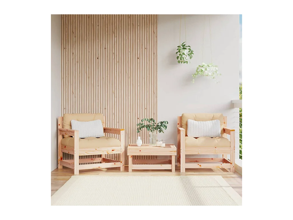 Chaises de jardin lot de 2 bois massif de pin