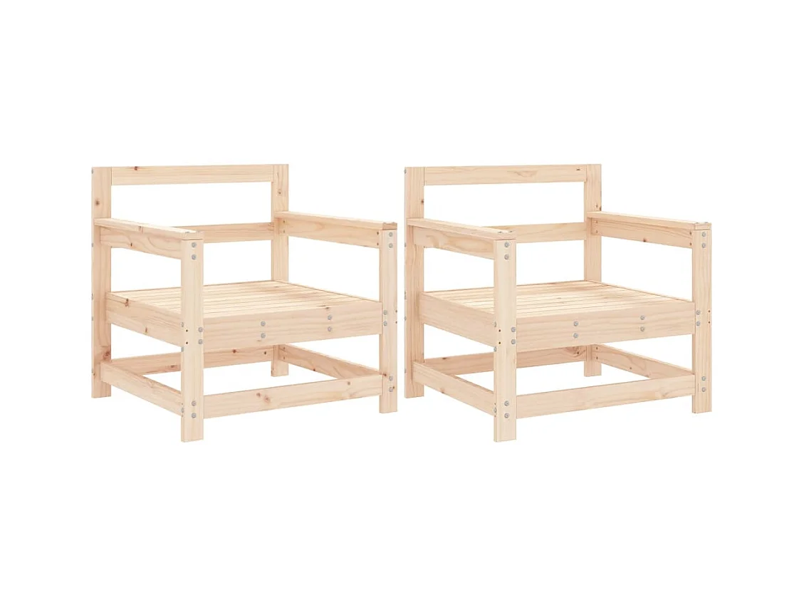 Set di 2 sedie da giardino in legno di pino massiccio