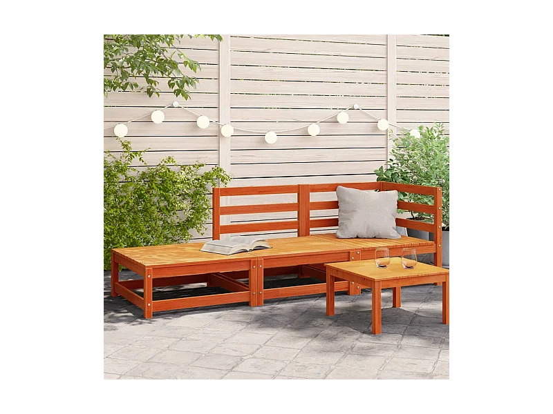 Canapé de jardin repose-pieds 2 places bois massif de pin
