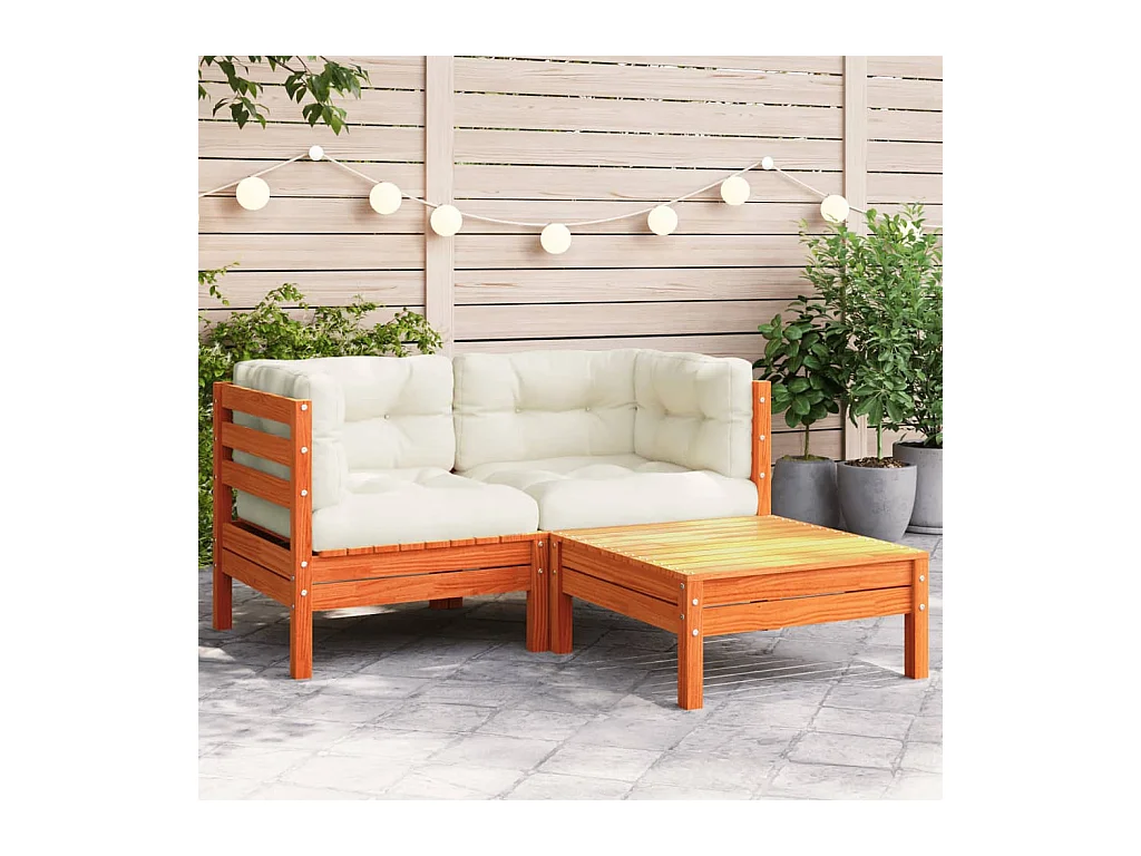 Canapé de jardin avec coussins et repose-pied 2 places