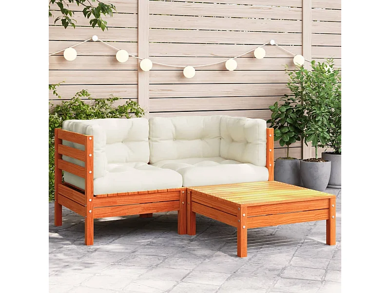 Gartensofa mit Kissen und 2-Sitzer-Fußhocker