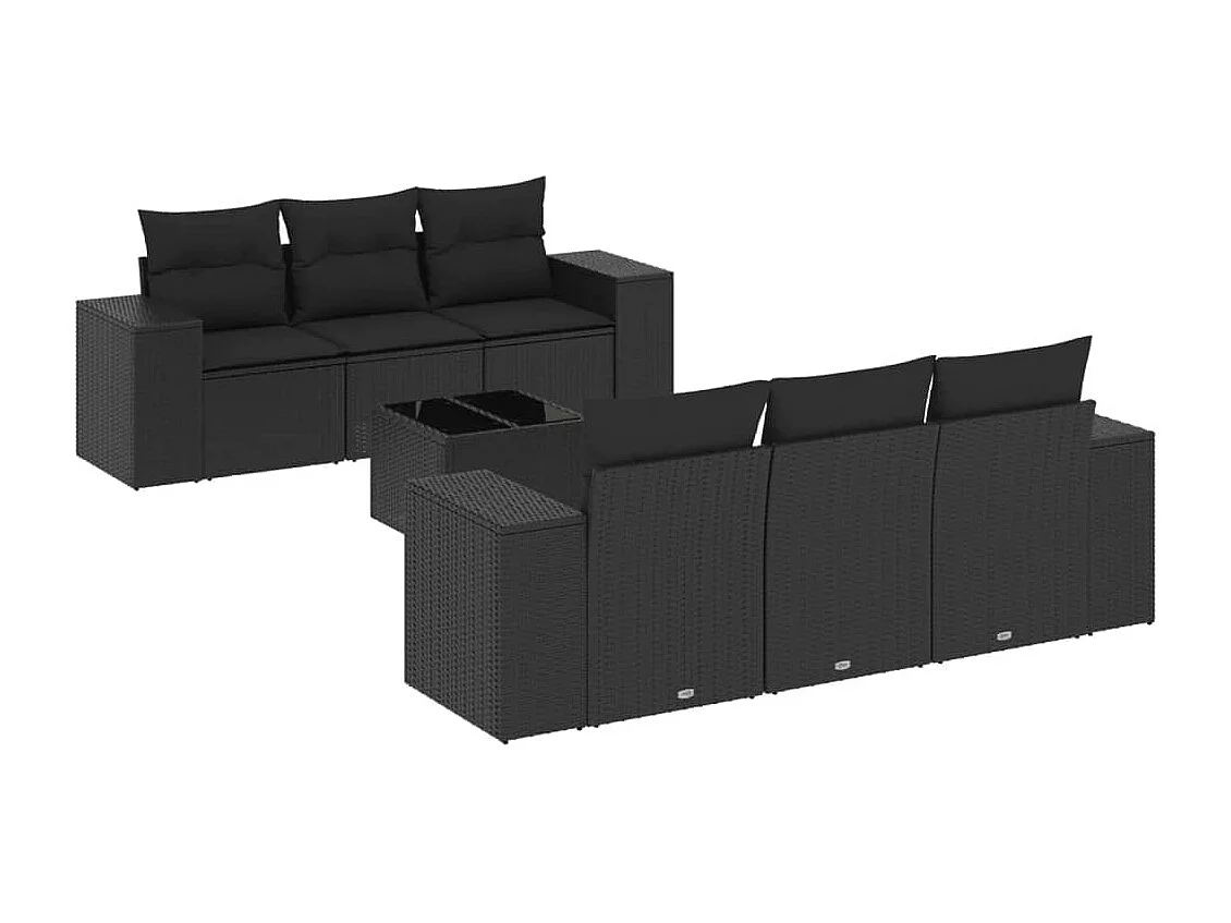 peças de móveis de jardim com almofadas de resina tecida preta