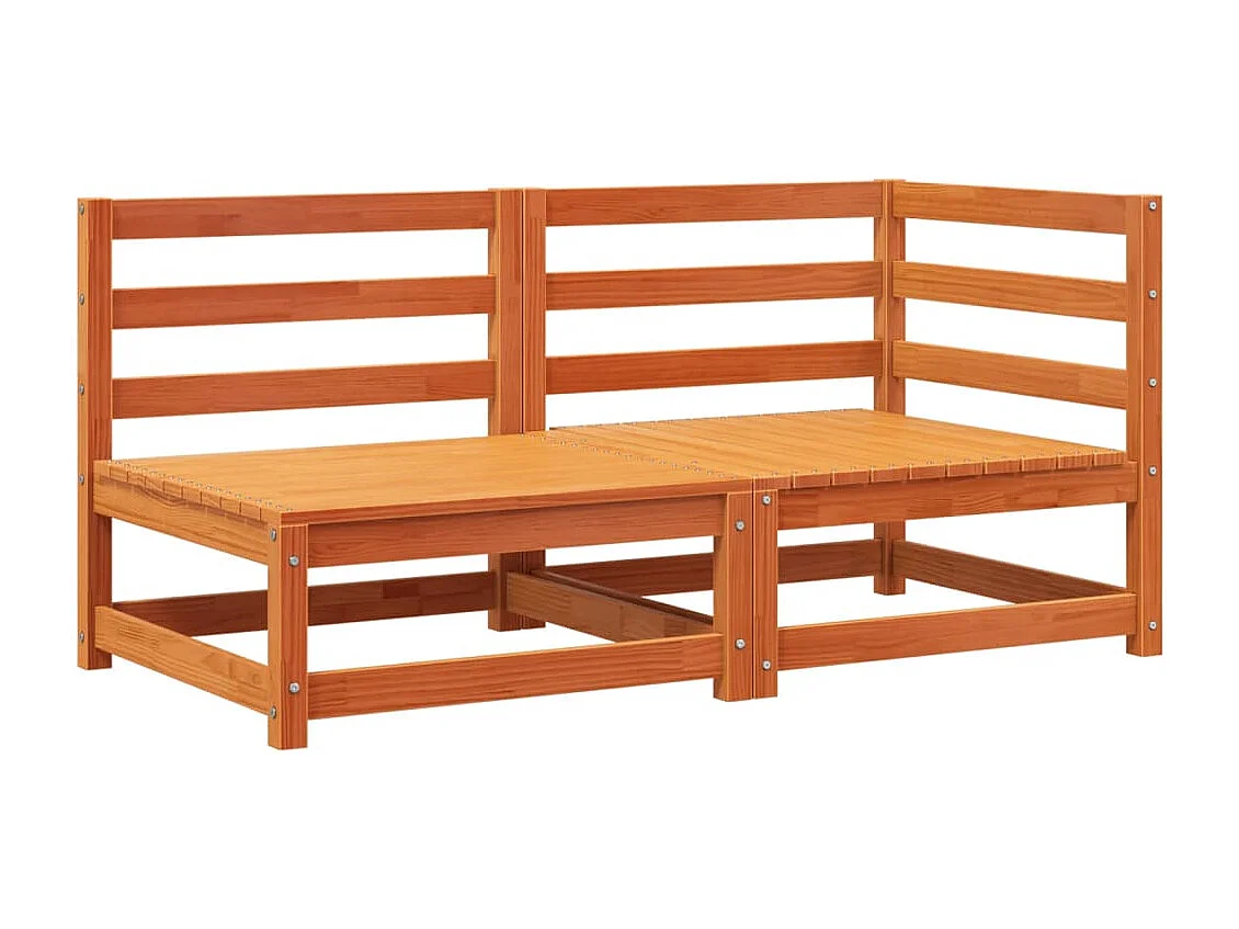 Canapé de jardin 2 places cire marron bois pin massif