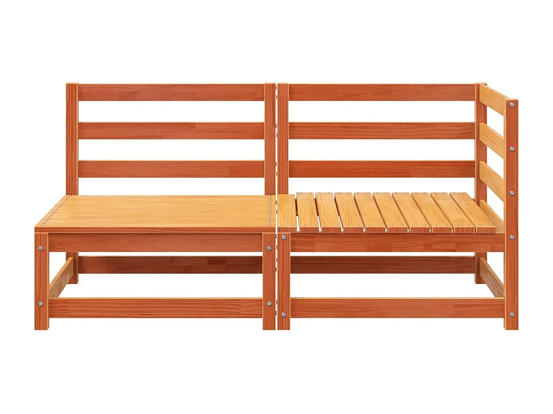 Canapé de jardin 2 places cire marron bois pin massif