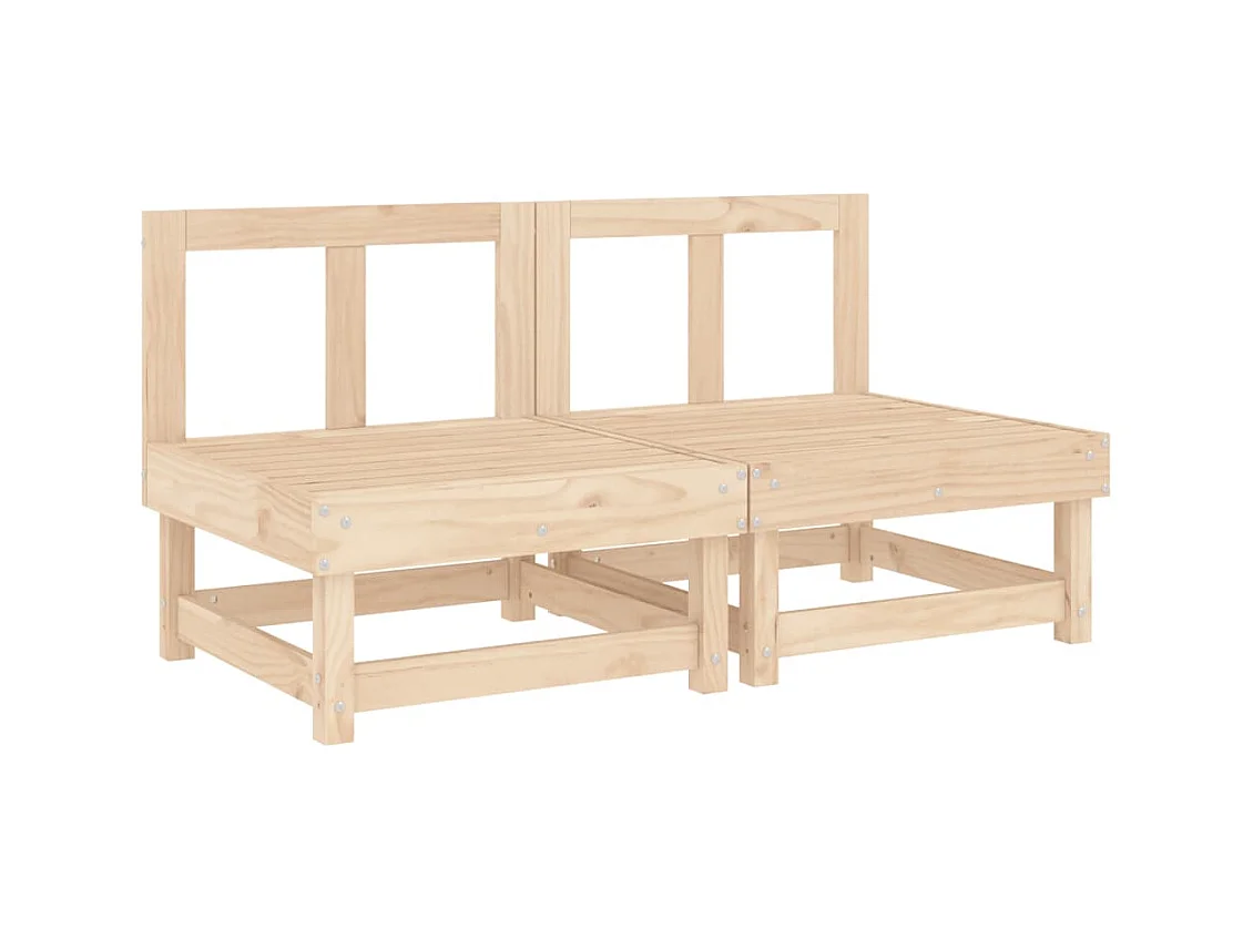 Canapés centraux de jardin 2 pcs bois de pin massif