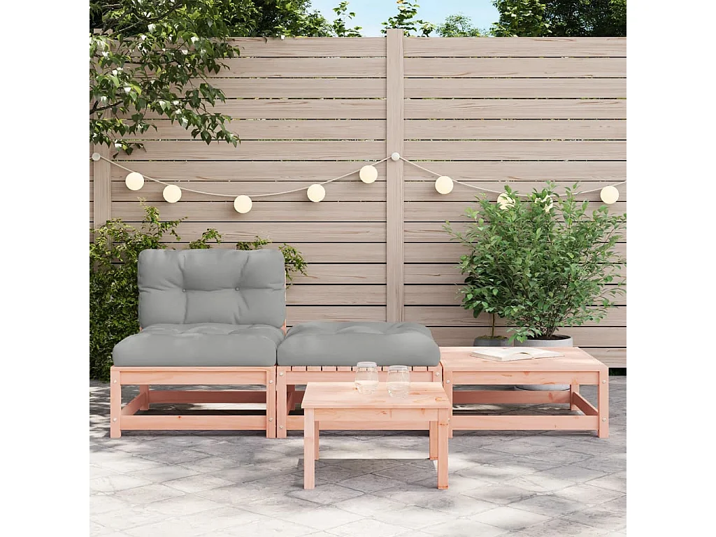 Canapé de jardin sans accoudoirs avec coussins et repose-pieds